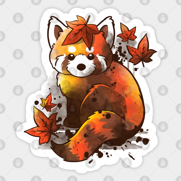 Red panda red leaves Sticker by NemiMakeit